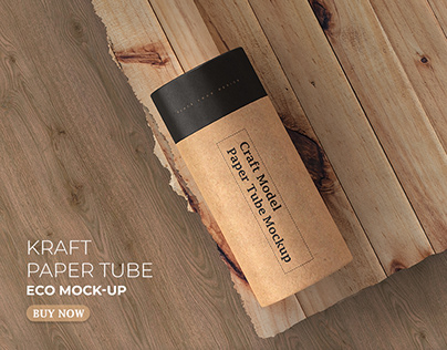 Kraft Paper Tube Packaging Mockup for eco packaging