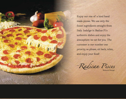 Radius Pi Pizza Menu