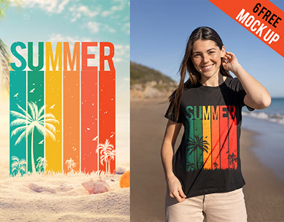 Summer T-shirt Desgin with Free 6 premium mock up