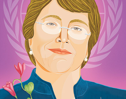 Retrato de Michelle Bachelet, ONUDH.