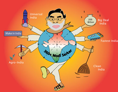 1 Year of Narendra Modi Sarkar Cartooning