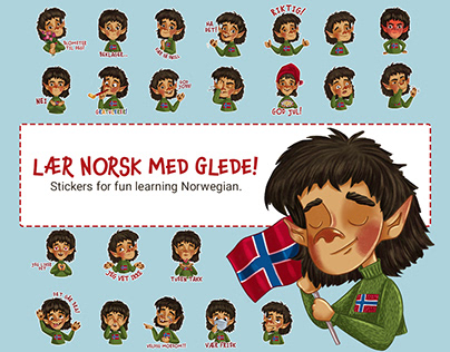 Stickers for fun learning Norwegian.