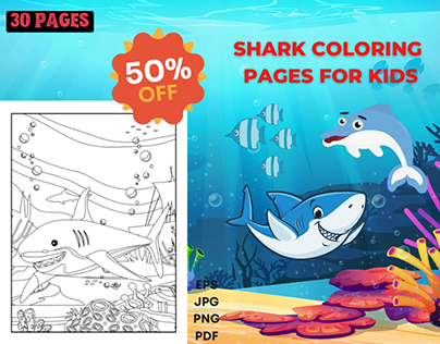 Shark coloring page for kids