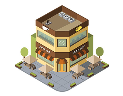 Isometric Building | Bakery and Cafe