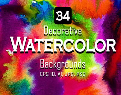 34 Watercolor vector set background.