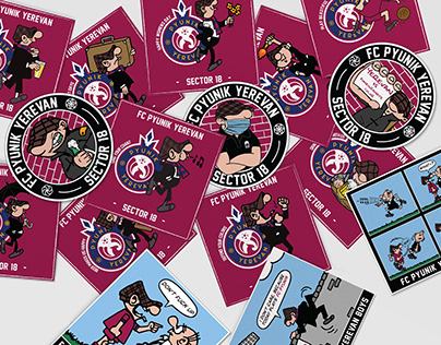 Football stickers styled as Andy Capp