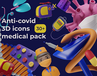 Project thumbnail - Medical pack of 3D icons for mobile and web apps