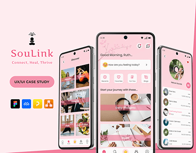 Project thumbnail - SouLink - UX/UI Case Study (Mental Wellness App)