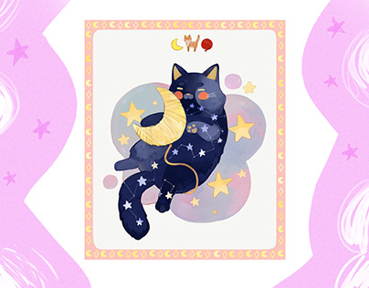 Moon-Cat Postcard