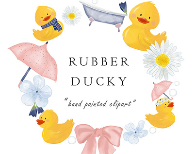 Watercolor Rubber Duck Clip Art Design