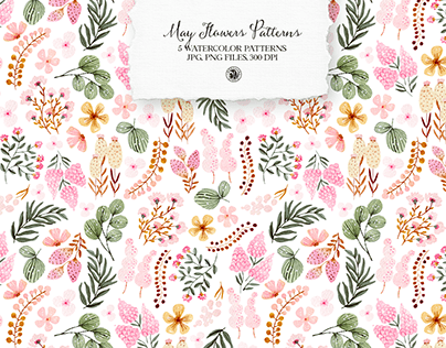 May Flowers Watercolor Patterns