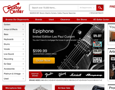 Guitar Center Home Page Redesign