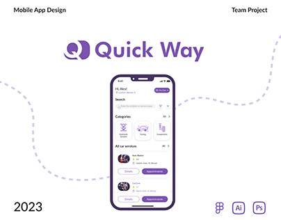 Mobile App Design | Find Car Service on "Quick Way"