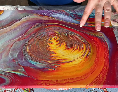 Straight pour with PEARL WHITE ~ Acrylic pour painting