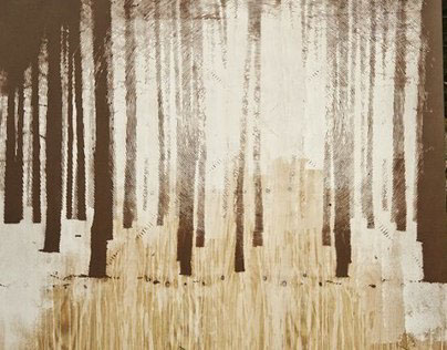 one layer stencil "trees" on wood