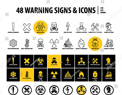 vector set of warning signs and icons