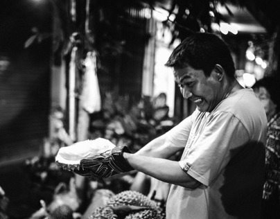 Durians salesman. Bangkok Street photo project