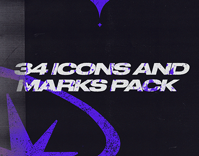 34 Grunge Icons and Marks pack.
