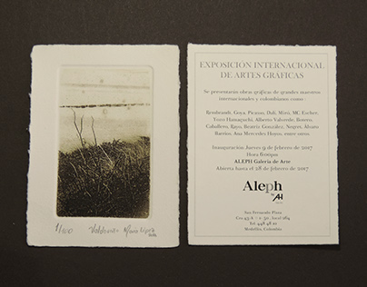 Valdoviño. Invitation design for Aleph Art Gallery