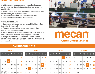 Calendário 2014 - Mecan