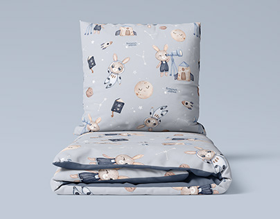 The Little Astronomer - textile children pattern design