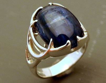 Millie's custom silver & kyanite ring