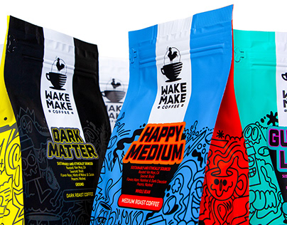 Wake + Make Coffee Packaging