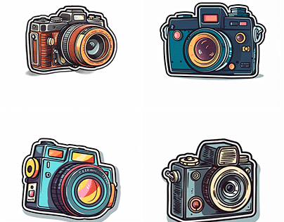 Cute Camera Illustrations, Camera Sticker designs