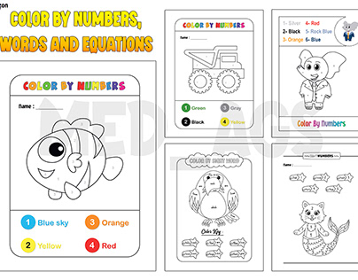 Color By Numbers, Words and Math Equations