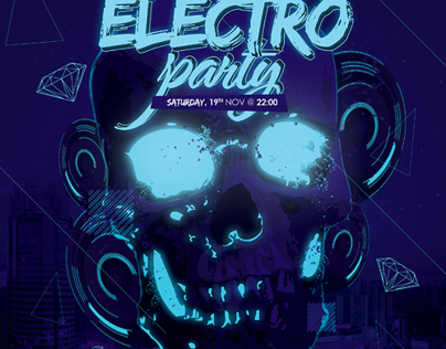 Electro Skull Poster