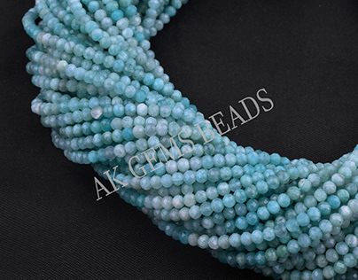 Natural Micro Amazonite Shaded Rondelle Gemstone Beads
