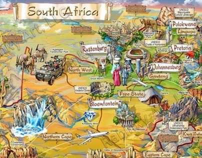 South Africa map illustration