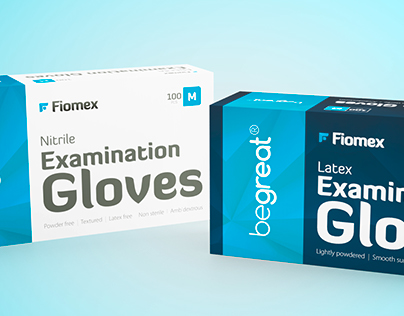 Examination Gloves (nitrile & latex) - packaging design