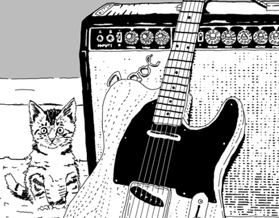 ONE SMALL STEP FOR LANDMINES "Cat Guitar Poster"