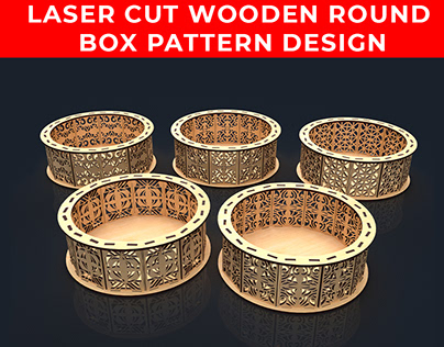 Laser Cut Wooden Round Box Pattern Design