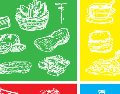 Food sketches with different background color