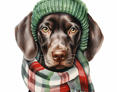 German Shorthaired Pointer puppy dressed in a hat