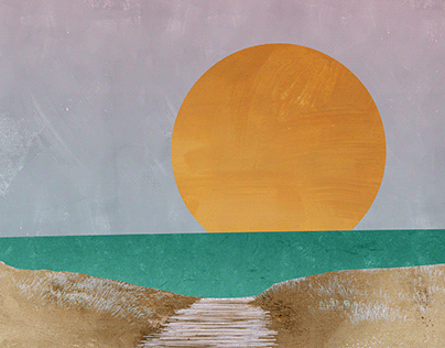 Beach- made with digital gouache & mulberry paper