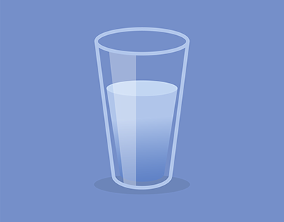 A glass in a stroke with water on a blue background