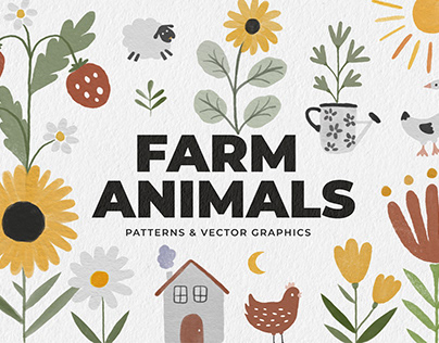 FARM ANIMALS patterns & graphic + FREEBIE!