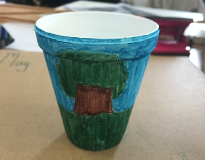 Drawing on Styrofoam cup (Visual Recording Project)