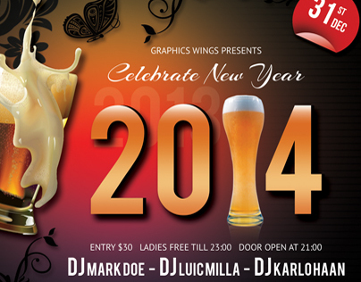 Celebrate New Year 2014 Flyer Template