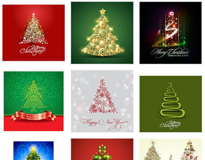 50 Beautiful Free Vector Christmas Tree for Greeting ca