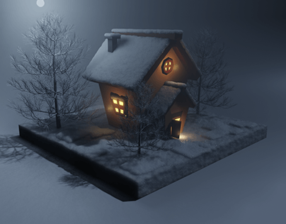 3d house in snow