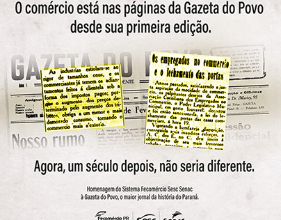 Anúncio 100 anos jornal Gazeta do Povo