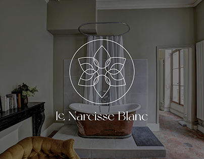 Айдентика для отеля, логотип "Le Narcisse Blanc"