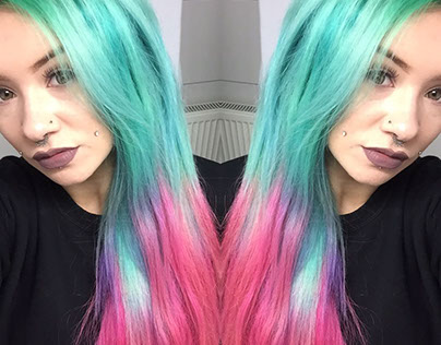 Green, blue and pink with clip-ins