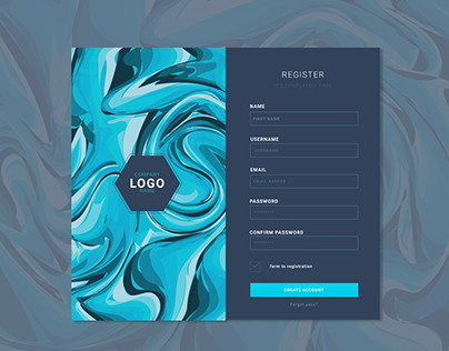 Blue register form design