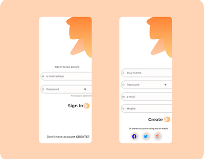 Sign In Sign Up screens