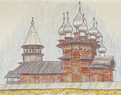 Kizhi Museum, Russia - Urban Sketch